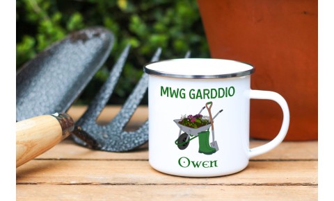 Personalised Mwg Garddio Enamel Mug
